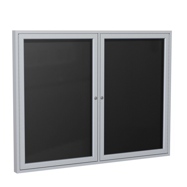 Ghent Enclosed Letter Board, 2 Door, Vinyl, Indoor/Outdoor, 4 ft H x 5 ft W, Black PA24860BX-BK - main